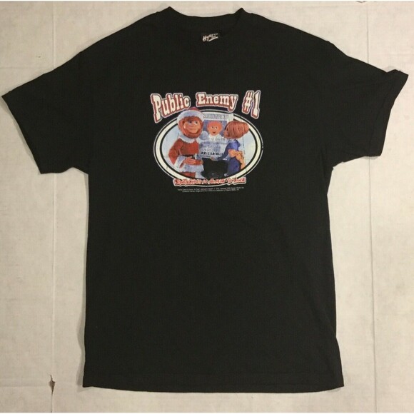 Vintage 1998 Santa Claus Is Comin' To Town Public Enemy #1 Black Sz M T-shirt